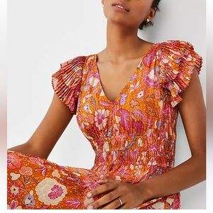 Ann Taylor Floral Flutter Sleeve Maxi Dress✨